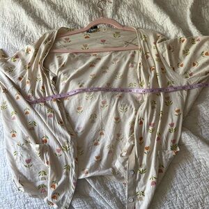 Gudrun Sjoden Floral Button-Up Cardigan Jersey XL- small hole